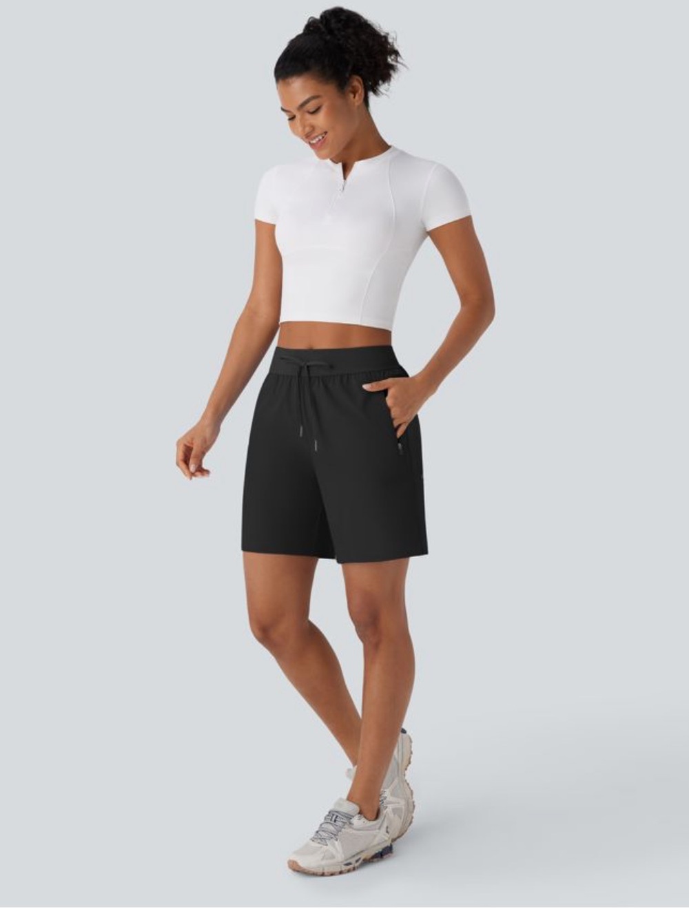 Halara Water Repellent Wear-Resistant Mid Rise Drawstring Hiking Shorts Large - Picture 1 of 10
